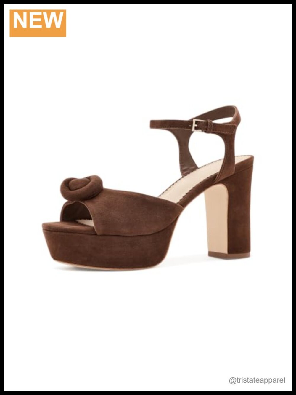 Suede Platform Sandal with Knotted Detail and Ankle Strap